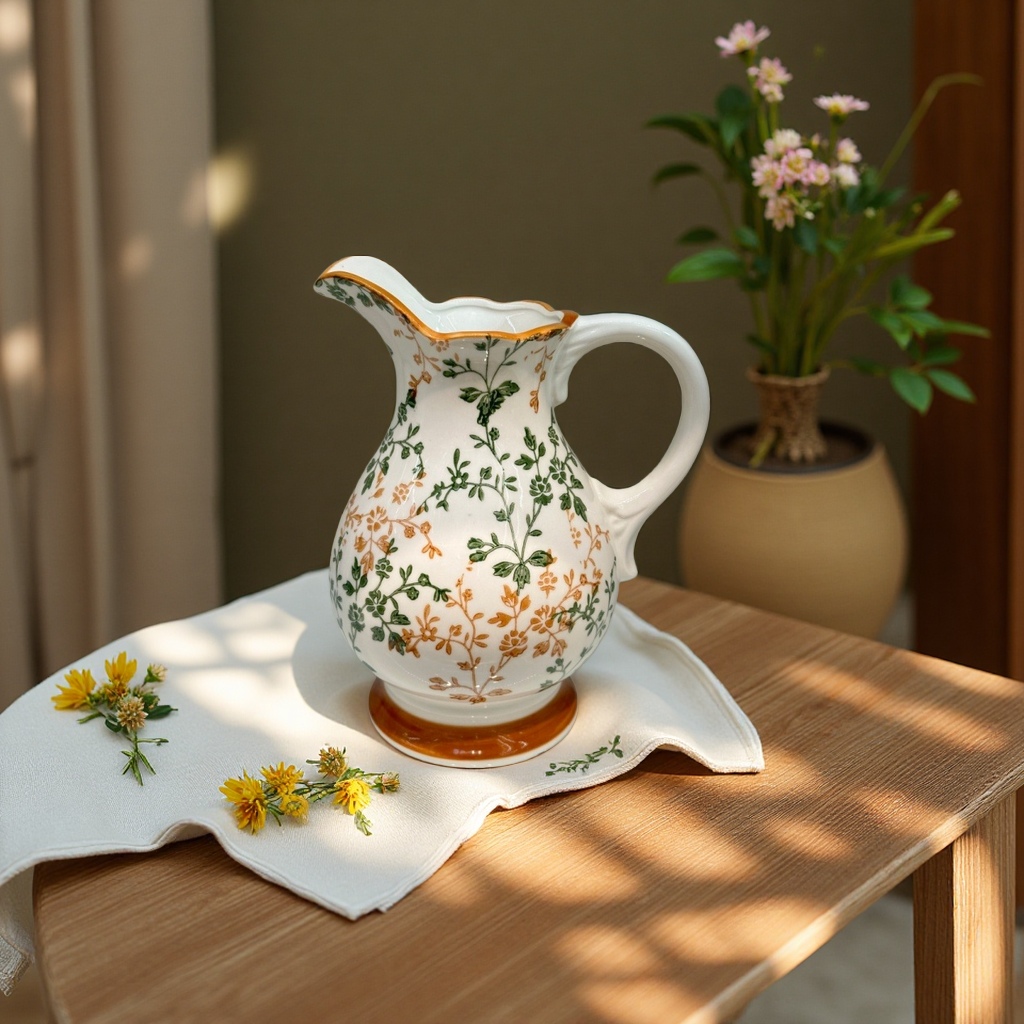 American country ice-crack ceramic milk pot vase for living room table decoration, retro and creative hand-held