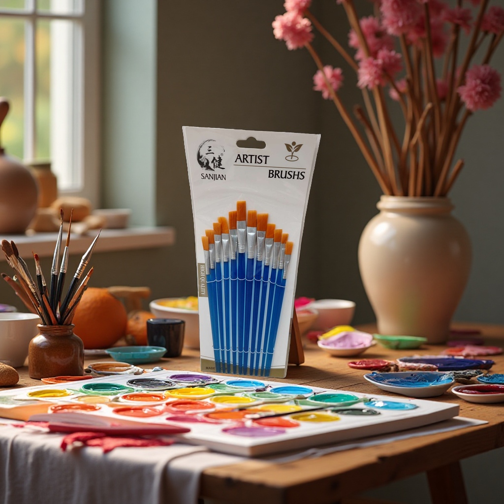 Saudi Children's watercolor brush painting set, 12-color nylon brush Specification image
