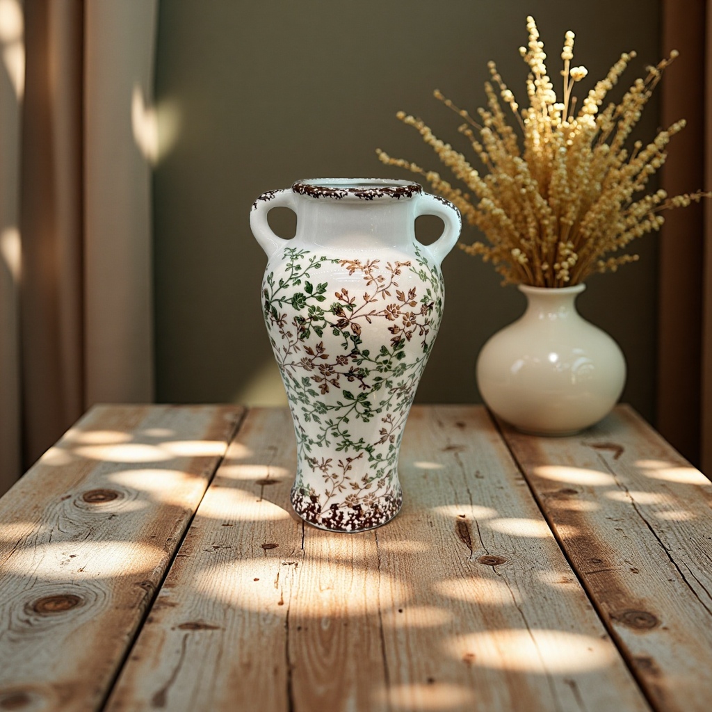 American country ice-crack ceramic milk pot vase for living room table decoration, retro and creative hand-held Application Scenario