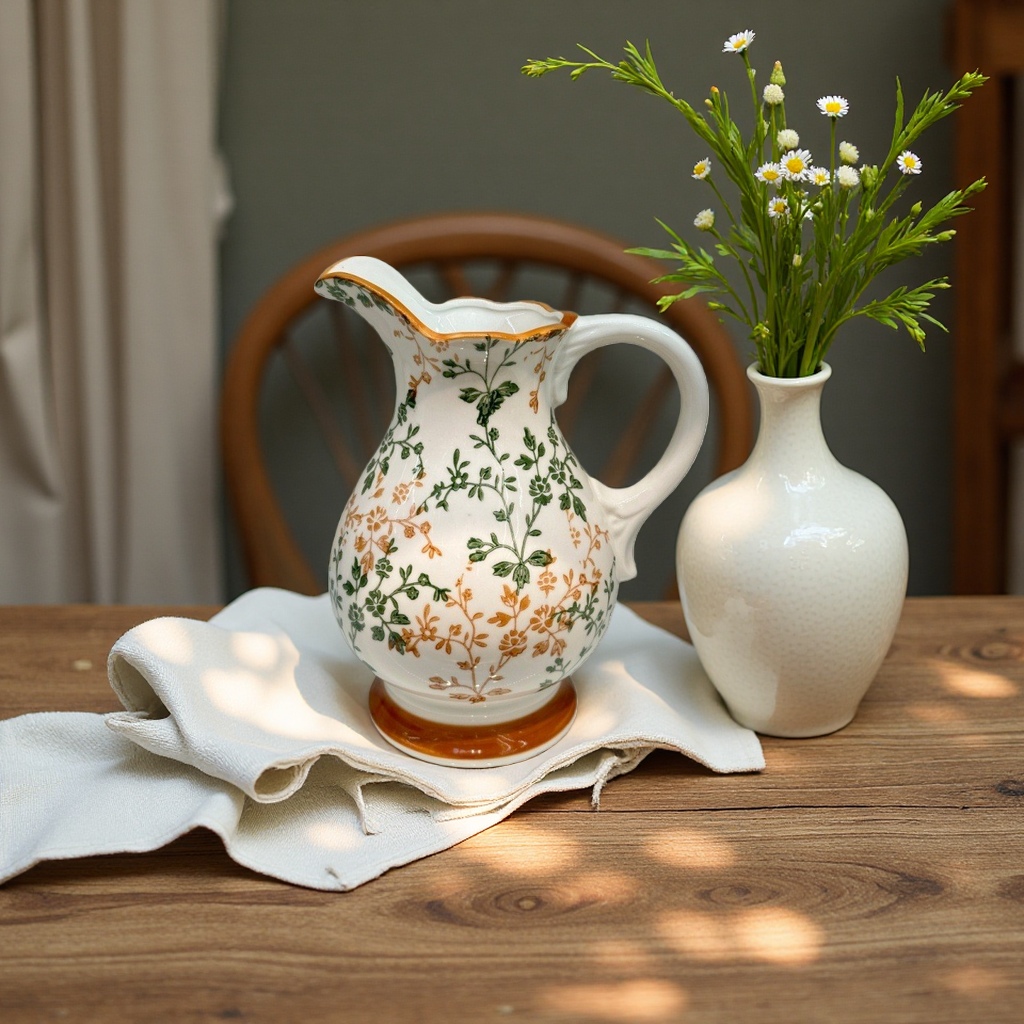 American country ice-crack ceramic milk pot vase for living room table decoration, retro and creative hand-held Item Picture