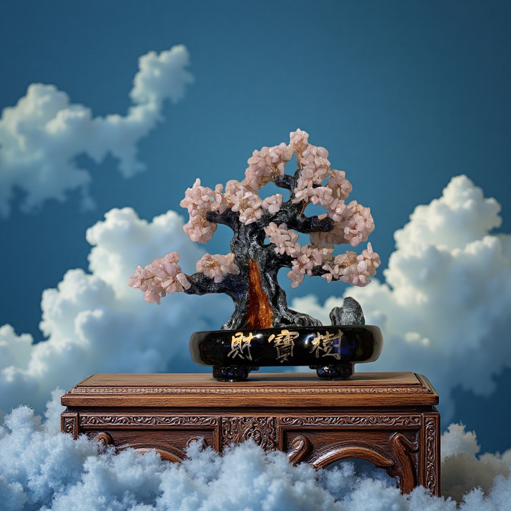 Natural rose crystal money-shaking money tree, office TV cabinet, home decoration, living room wealth-attracting ornaments, gifts Specification image