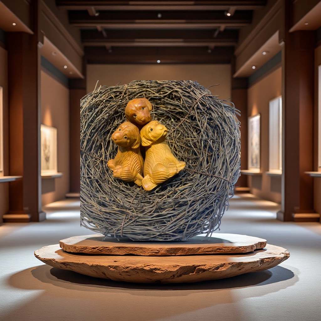 崖柏木雕儿童狗狗手把件黄杨木生肖小狗家居装饰品动物摆件工