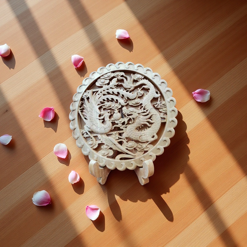 仿古龙凤木雕装饰工艺品创意设计家居摆件艺术收藏品