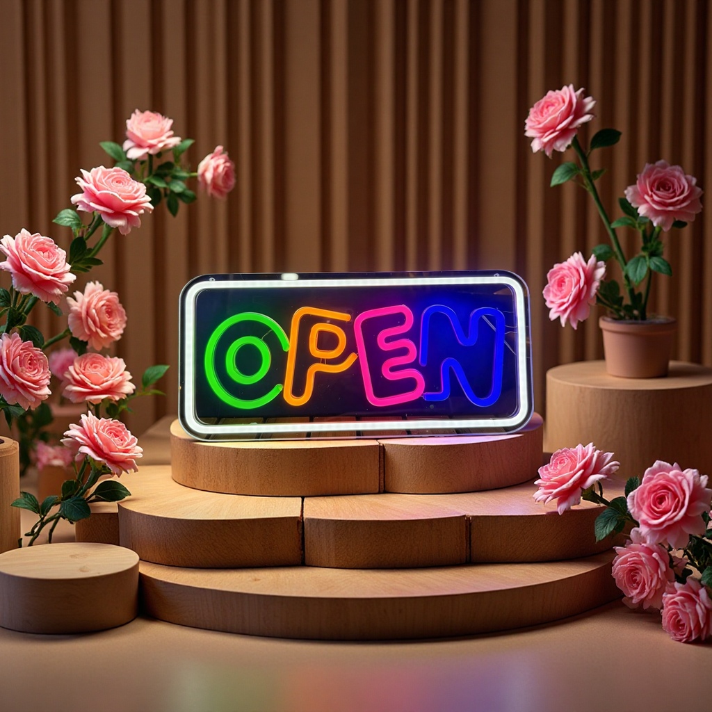 Open营业中亚克力霓虹灯牌装饰灯120cm