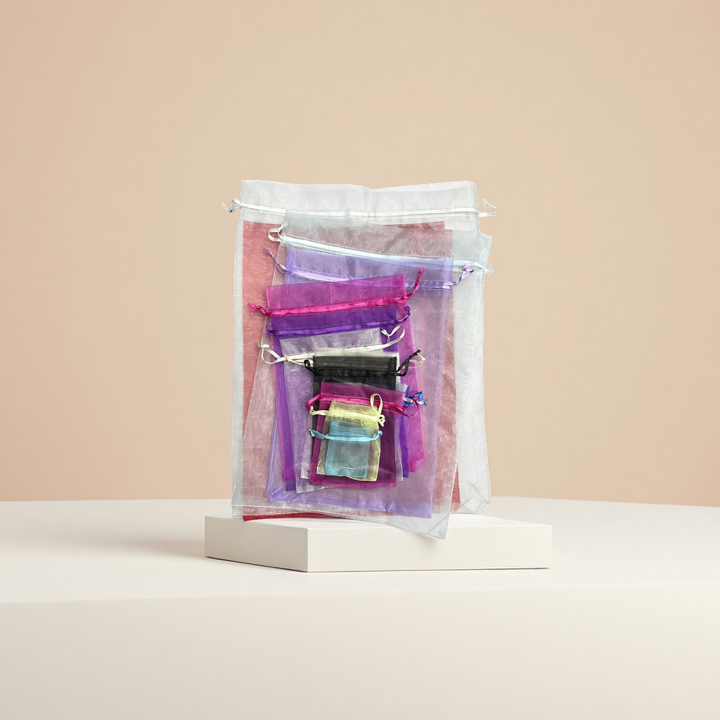 Bolsa de gasa multicolor bunchy bolsillos multi-tamaño opcional bolsa de almacenamiento para el hogar portátil