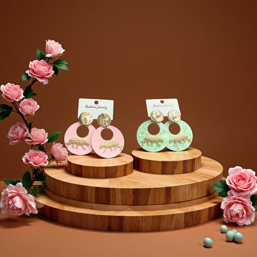 Leopard earrings, alloy acrylic, fashionable, individual and trendy accessories, earrings, earrings and accessories