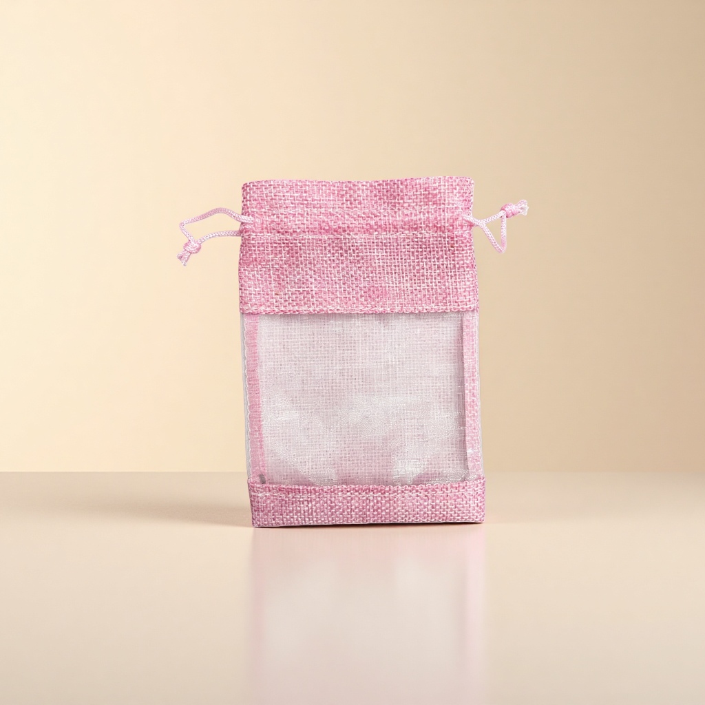Bolsa de organza bolsa de lino bolsa de ventana abierta bolsa de malla de patchwork organizador cosmético bolsa de almacenamiento venta al por mayor details Picture