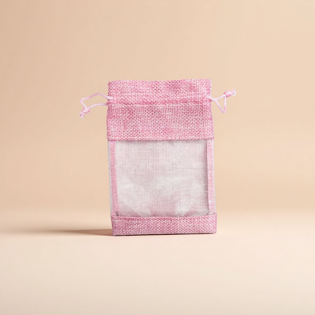 Bolsa de organza bolsa de lino bolsa de ventana abierta bolsa de malla de patchwork organizador cosmético bolsa de almacenamiento venta al por mayor Specification image
