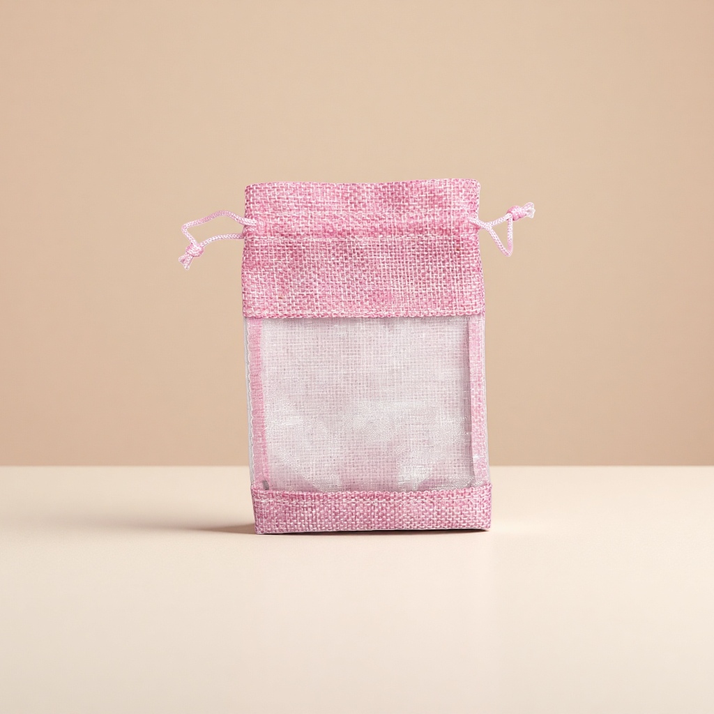 Bolsa de organza bolsa de lino bolsa de ventana abierta bolsa de malla de patchwork organizador cosmético bolsa de almacenamiento venta al por mayor