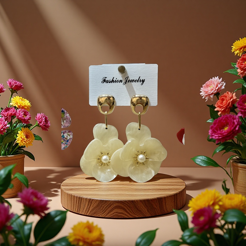 亚克力双层花朵耳环时尚简约设计感耳饰饰品耳环耳饰 Application Scenario