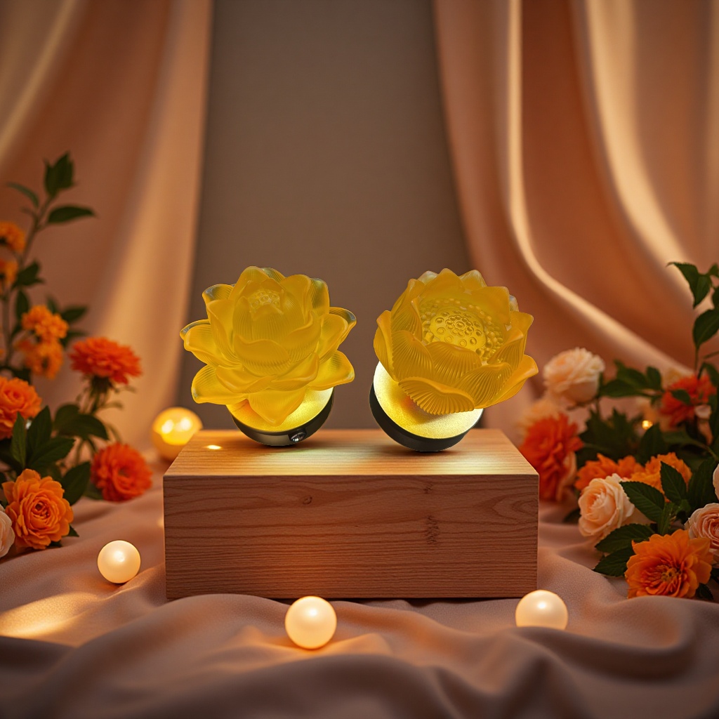 The rechargeable lotus lamp is an outdoor decorative lamp that is waterproof and windproof details Picture