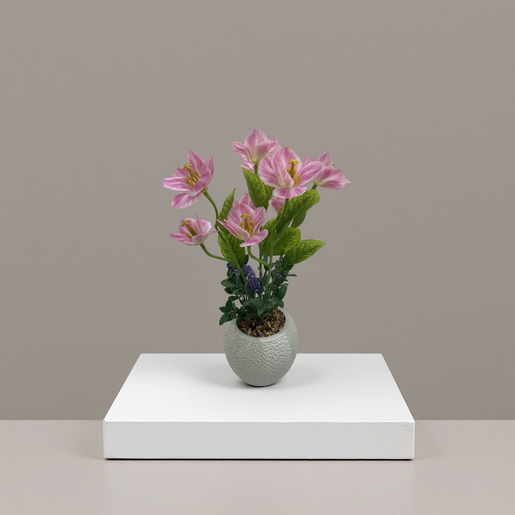 Pink lily artificial potted plants, home decoration ornaments, green plant artificial flower bouquets, home greening products Application Scenario