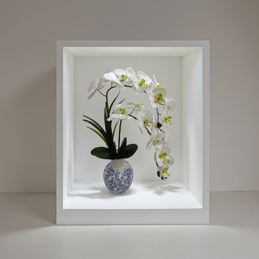 Phalaenopsis artificial potted plant, home decoration green plant ornament, living room desktop decoration details Picture
