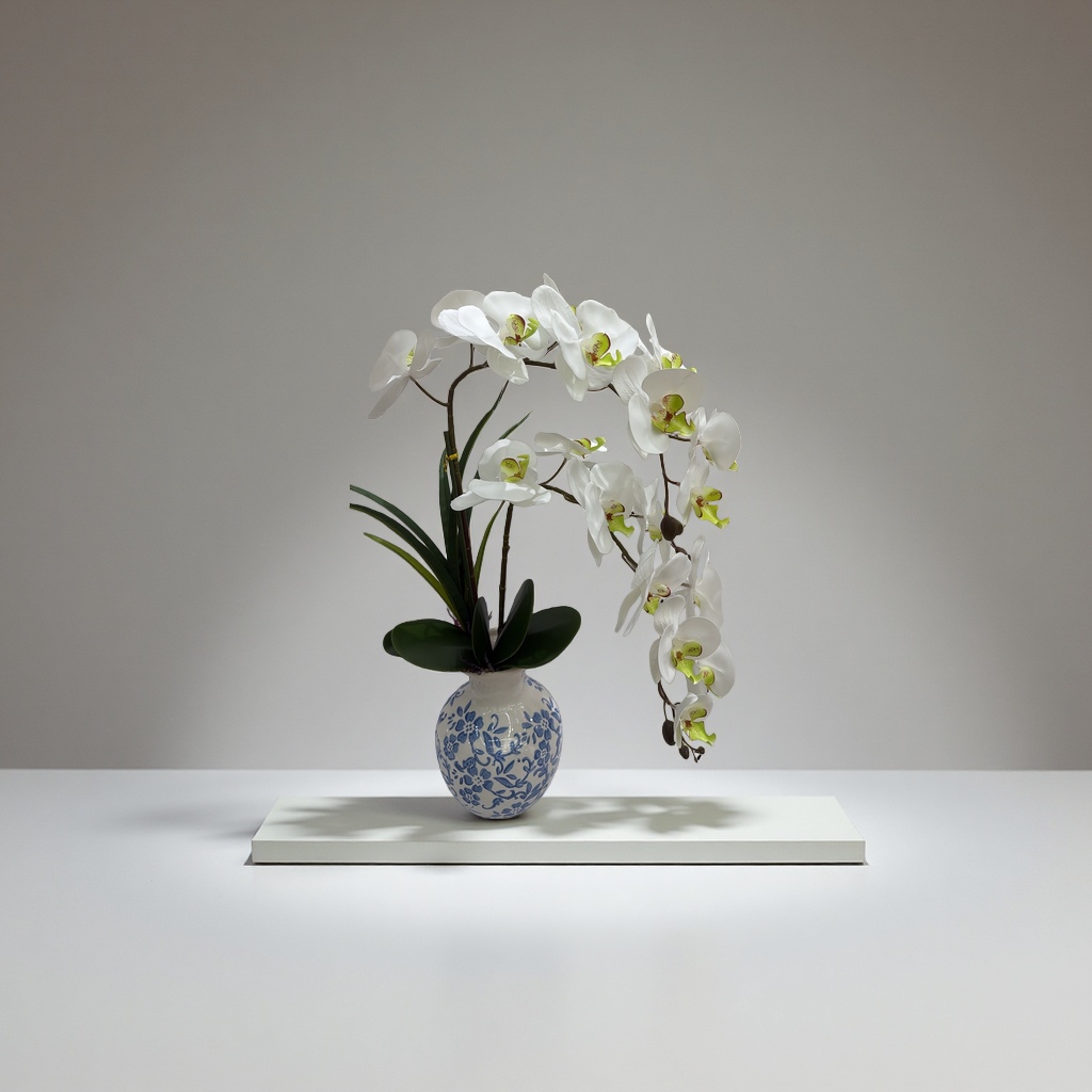 Phalaenopsis artificial potted plant, home decoration green plant ornament, living room desktop decoration