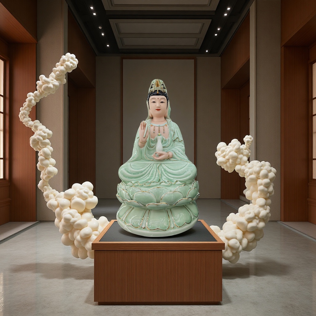 德化瓷佛像，全手工彩画