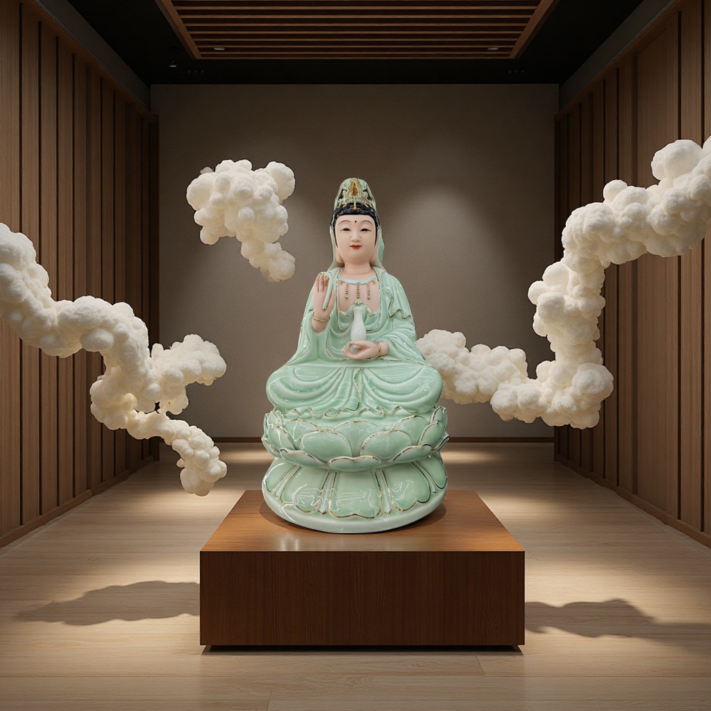 Dehua porcelain Buddha statues, all hand-painted in color details Picture