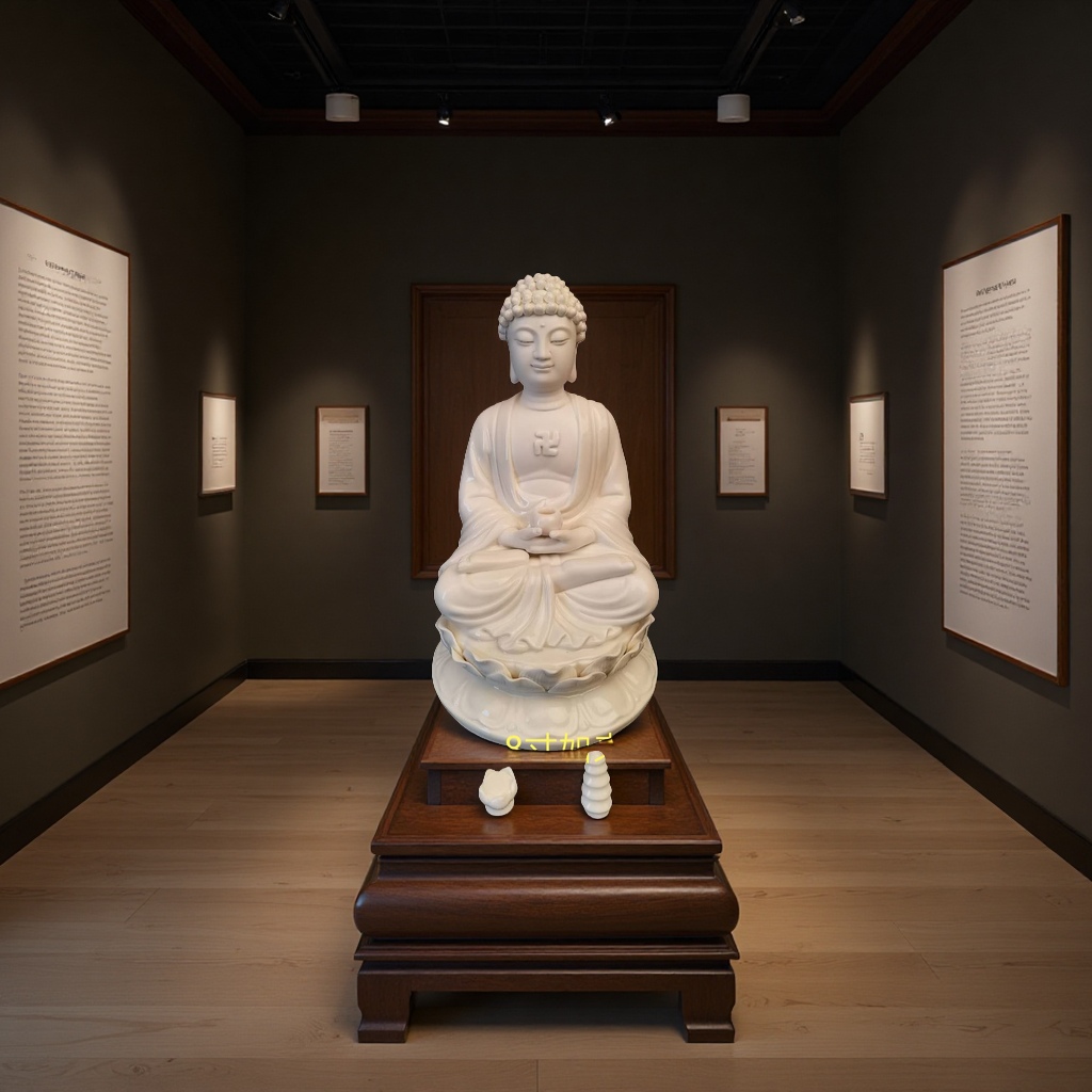 The Dehua porcelain Buddha statues are all white and made by hand details Picture