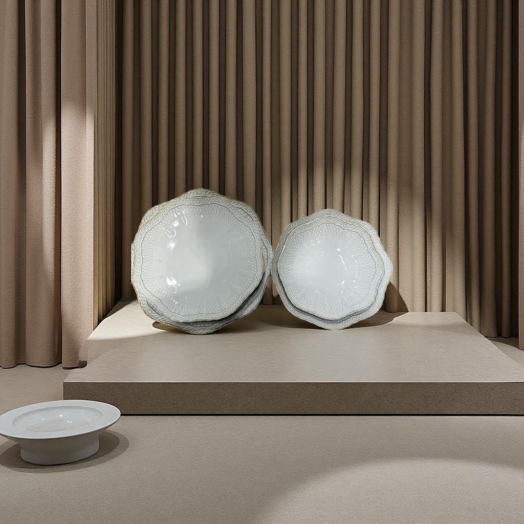 2026 new off-white ceramic tableware, high-end hotel and Western restaurant plates and bowls Item Picture
