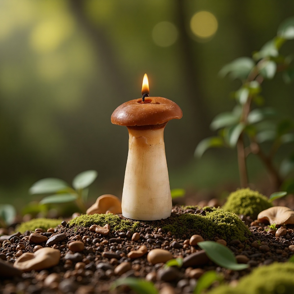 Mushroom scented candles, natural plant essential oil diffuser candles, warm and cozy home decoration fragrance details Picture