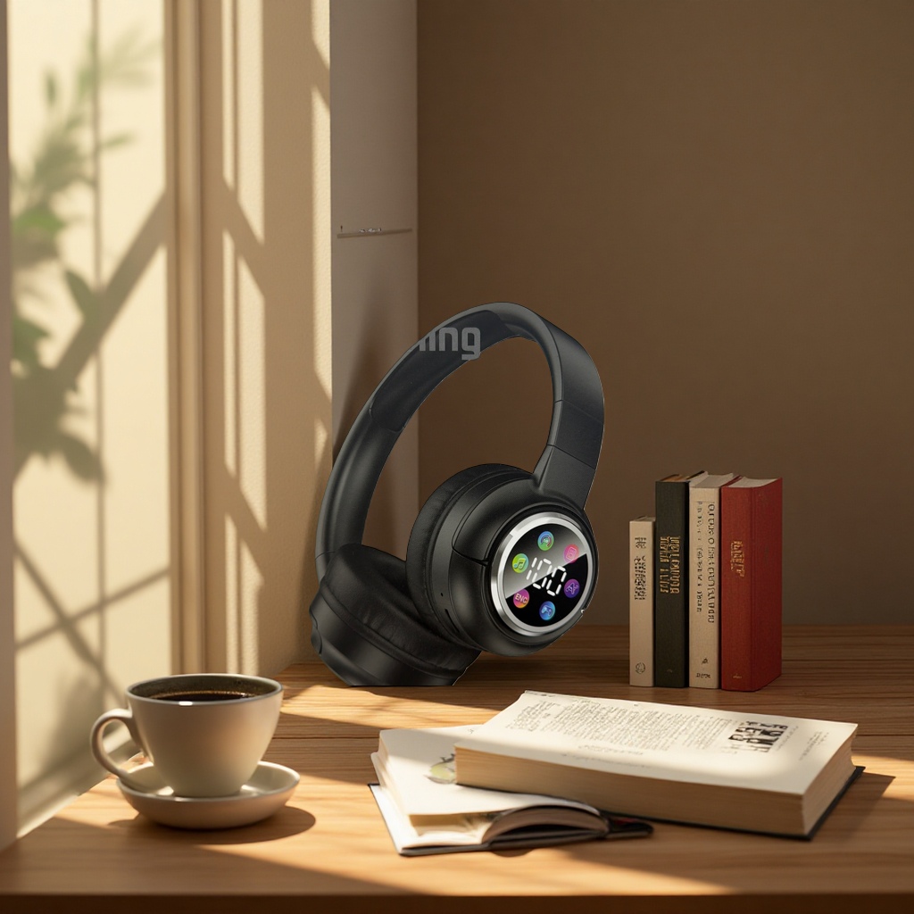 The Bluetooth headphones feature wireless noise cancellation, high-definition sound quality, long battery life and are suitable for commuting and sports Specification image
