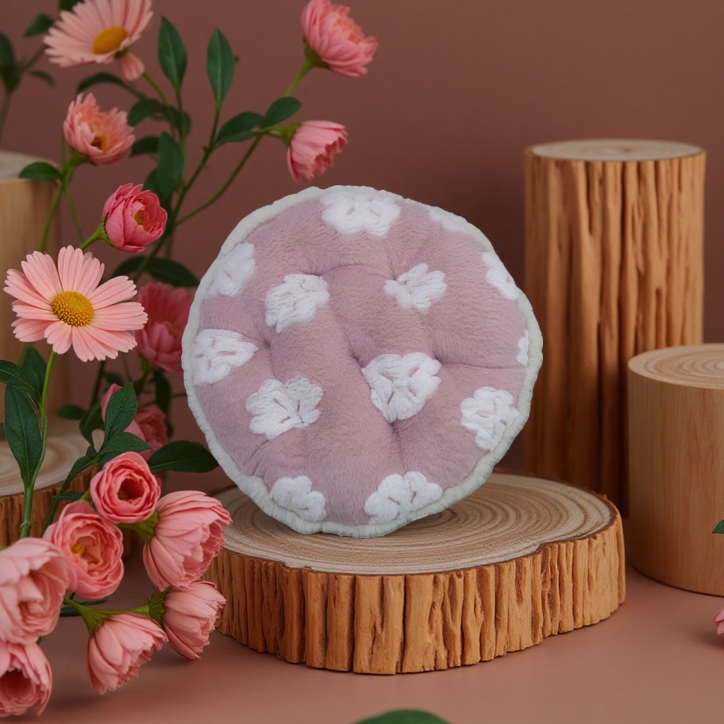Plush flower cushion, soft and comfortable home decoration cushion, warm cushion details Picture