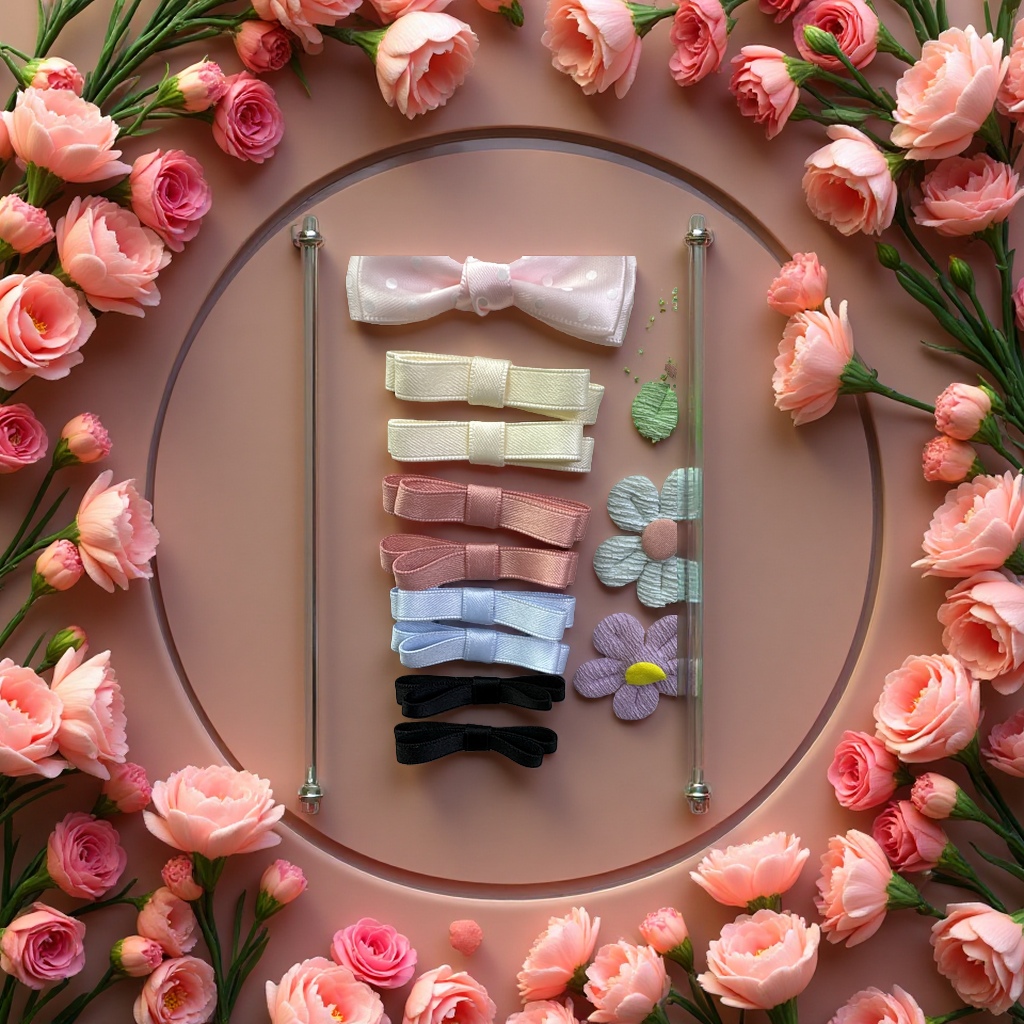 The bow hair accessory is cute and sweet for girls. The hair tie is fashionable and the hair band is for girls to tie their hair details Picture