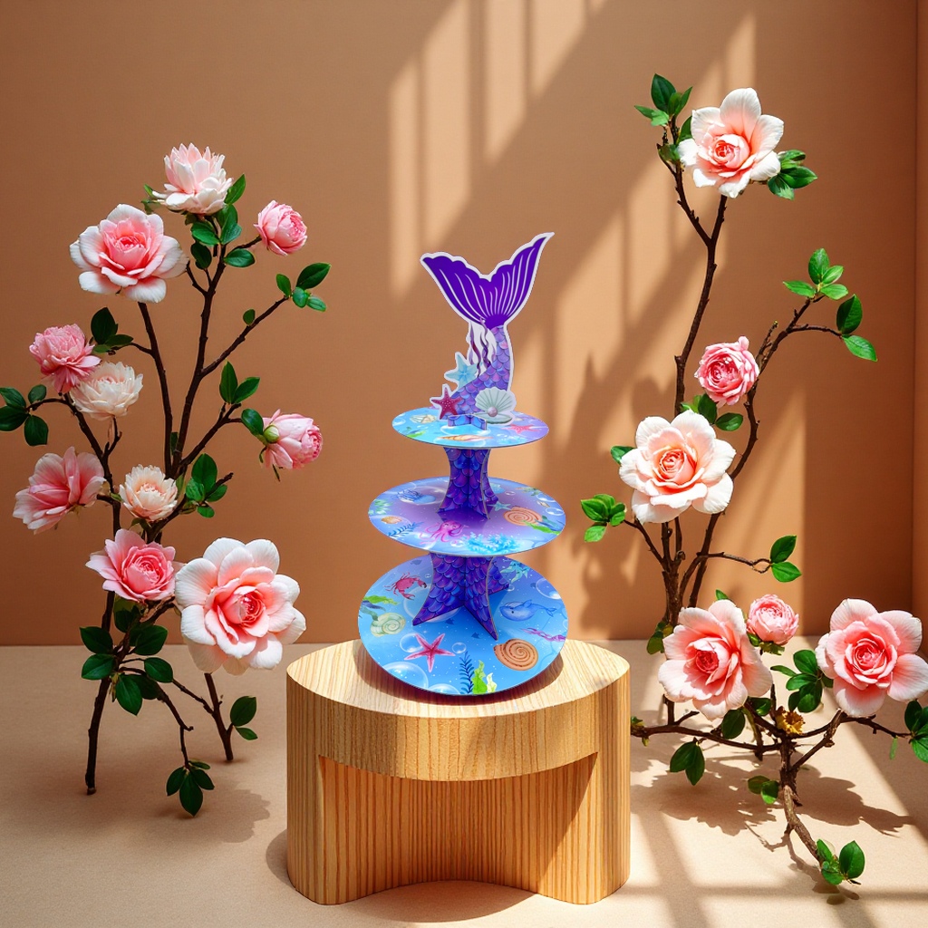 Paper mermaid cake stand