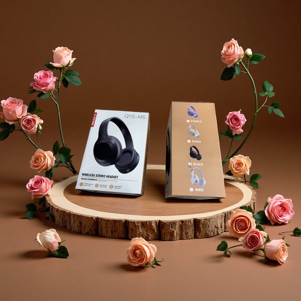The M5 Bluetooth headphones feature wireless noise cancellation, high-definition sound quality and long battery life details Picture