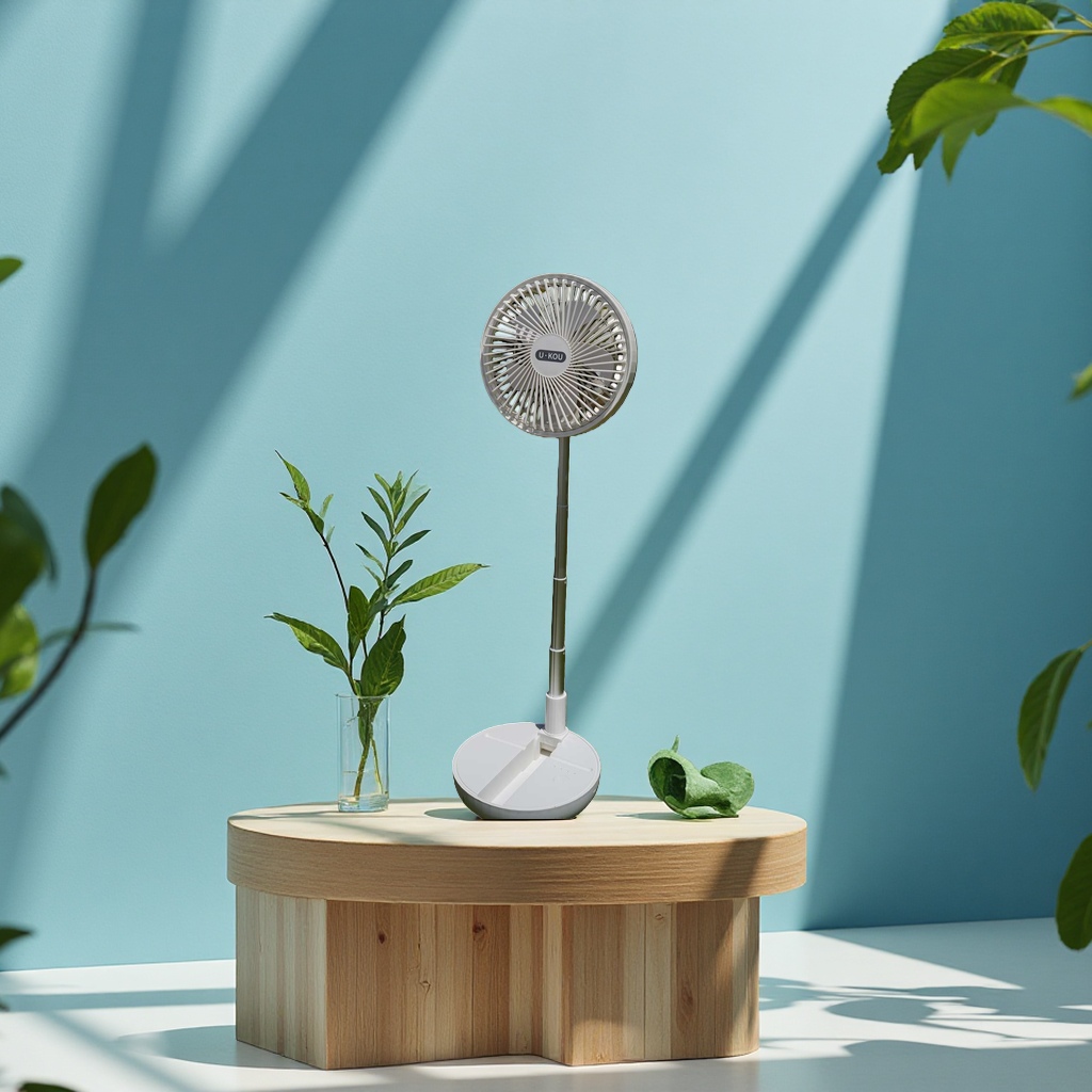 New outdoor fan, rechargeable retractable fan, mobile phone stand, desktop floor-standing portable small fan details Picture