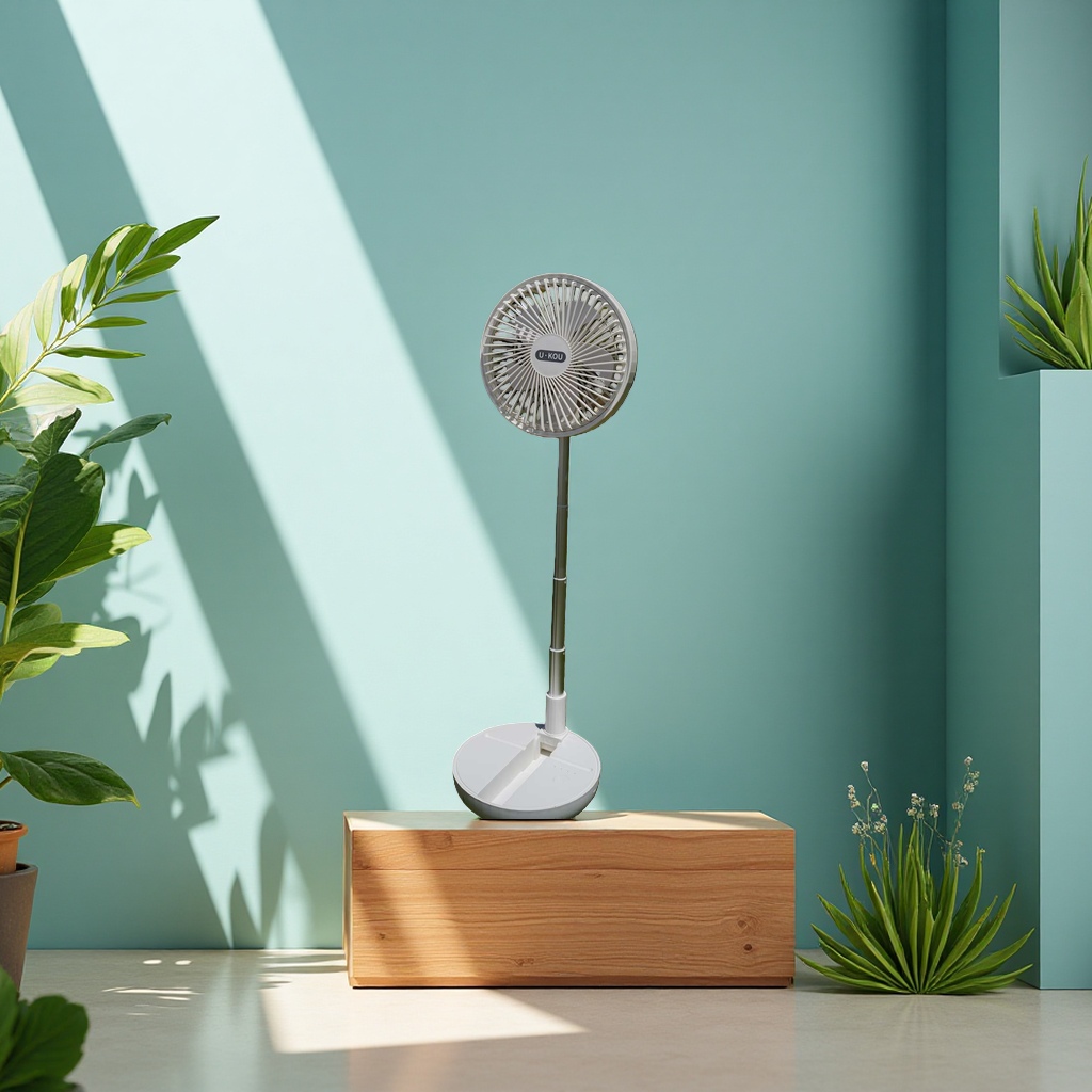 New outdoor fan, rechargeable retractable fan, mobile phone stand, desktop floor-standing portable small fan Specification image