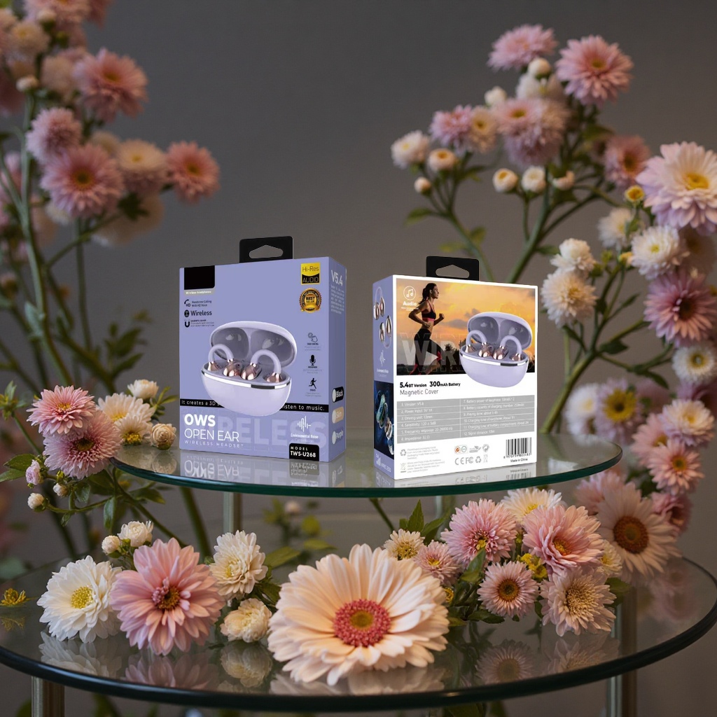 The in-ear Bluetooth headphones feature wireless noise cancellation, high-definition sound quality and long battery life Specification image