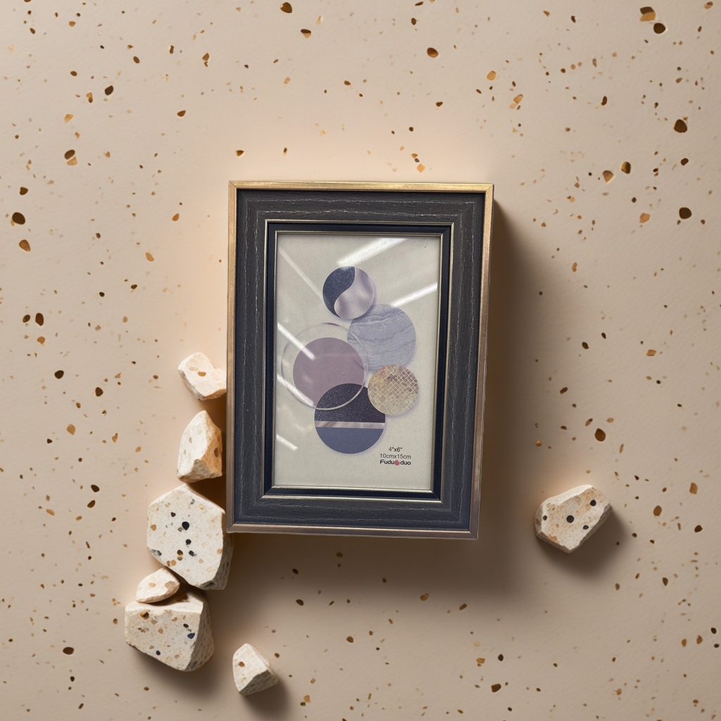 Plastic imitation wood photo frame home decoration handicrafts, simple style, living room and study wall decoration picture frame details Picture