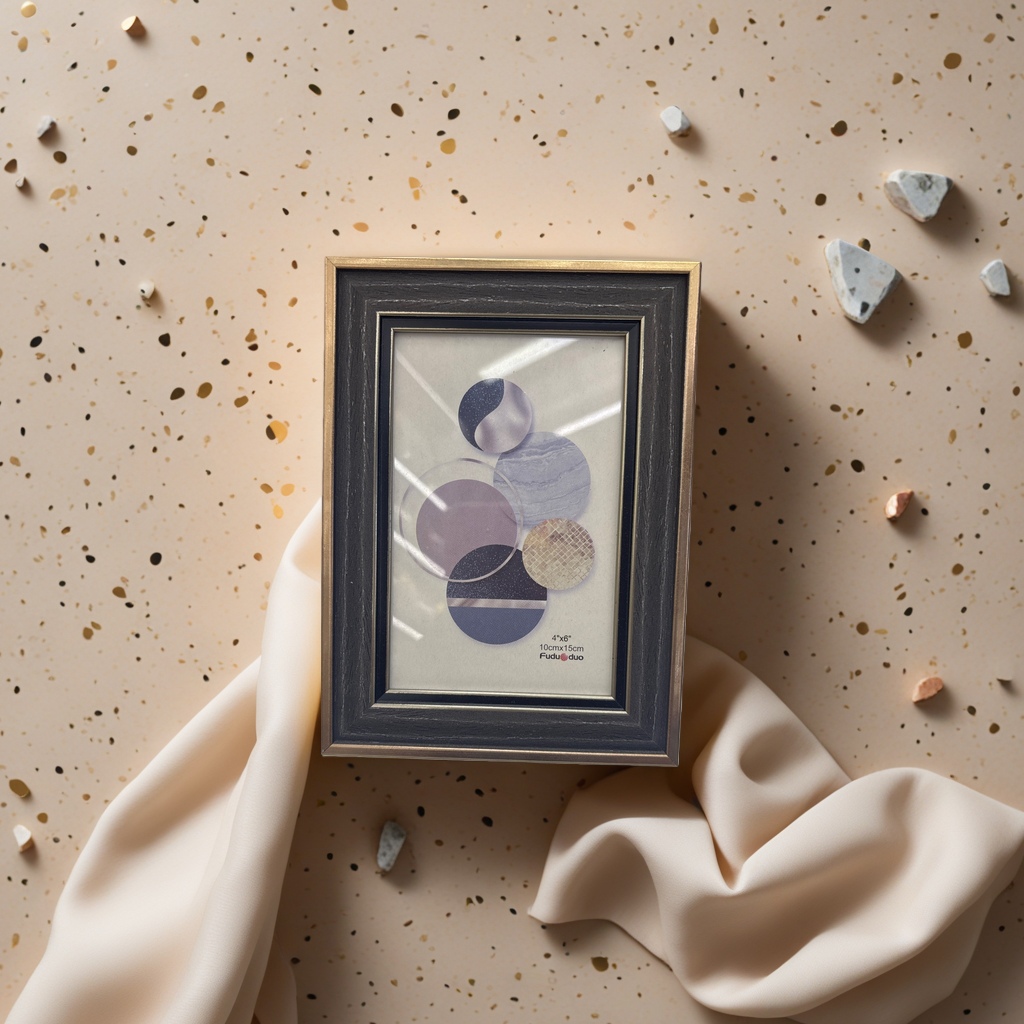 Plastic imitation wood photo frame home decoration handicrafts, simple style, living room and study wall decoration picture frame Specification image
