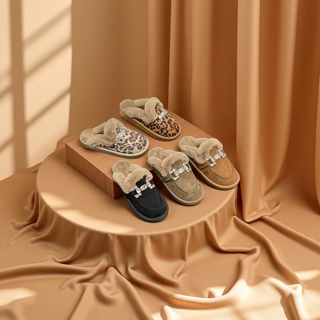 水钻棉拖鞋女冬季加厚毛扡鞋保暖软底