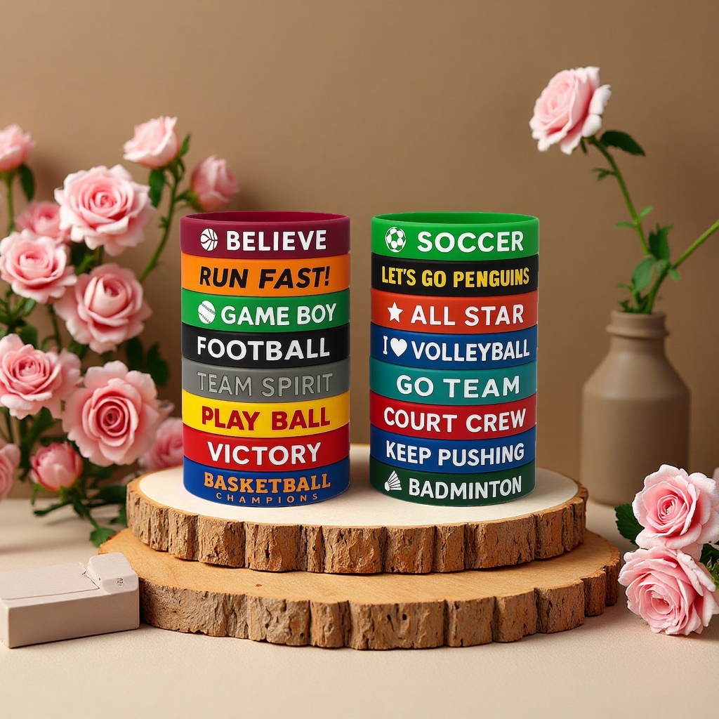 Fashionable silicone wristband, group activity engraved and printed, non-luminous sports text wristband full figure