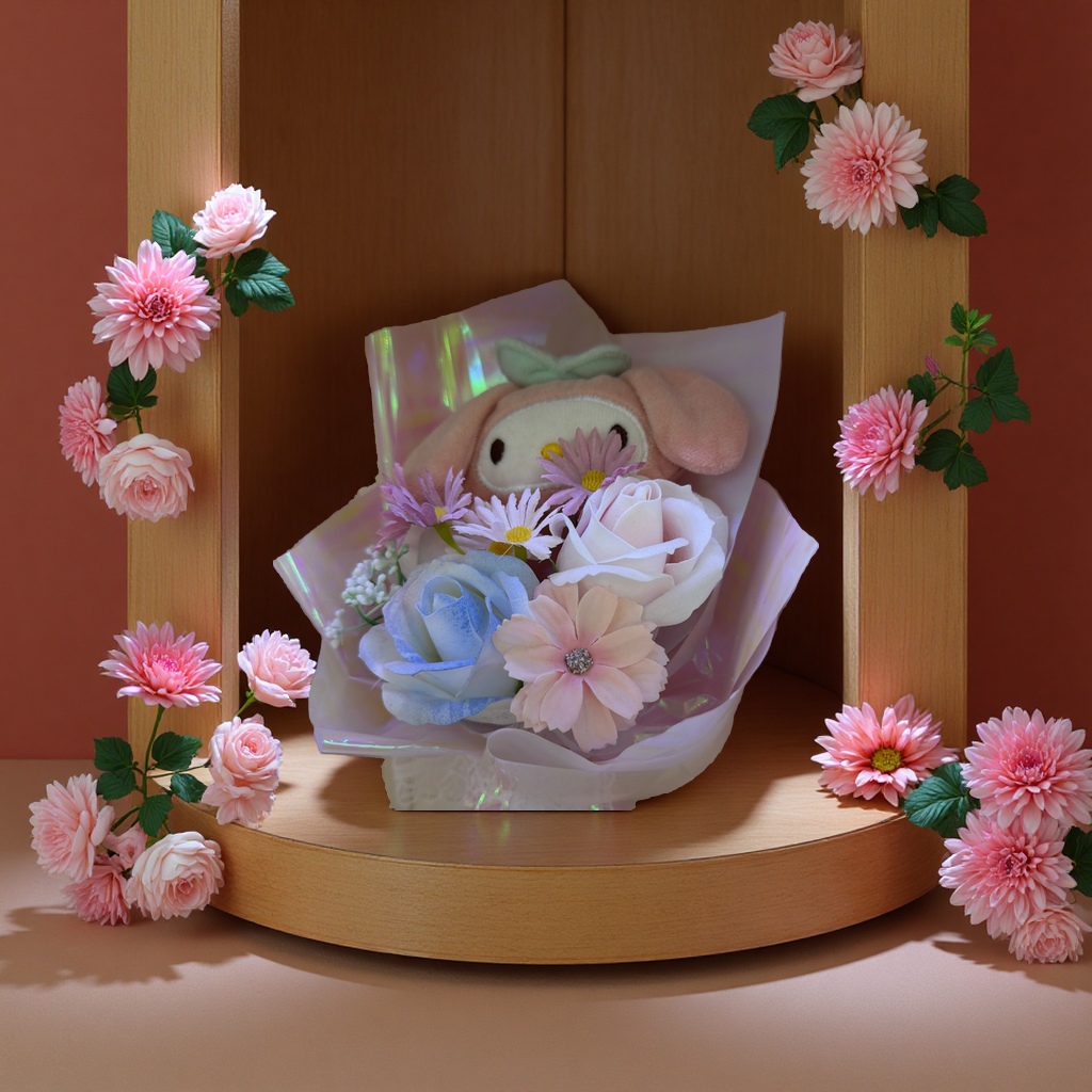 清新花束 情人节礼物 送女友鲜花 玫瑰百合组合 19枝包装精美