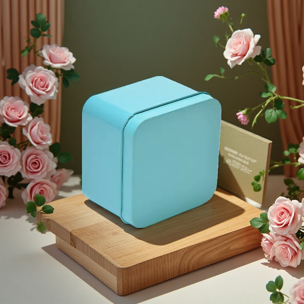 方形铁盒9cm 保鲜密封收纳盒防潮防尘家用办公用品