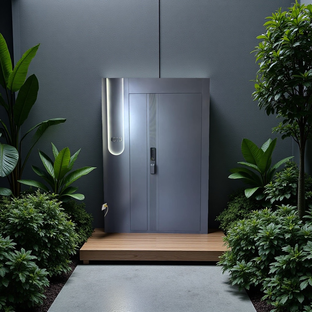 Villa electric door, anti-theft door, entrance door, wine cabinet, anti-picking door and window, security door, modern home design details Picture