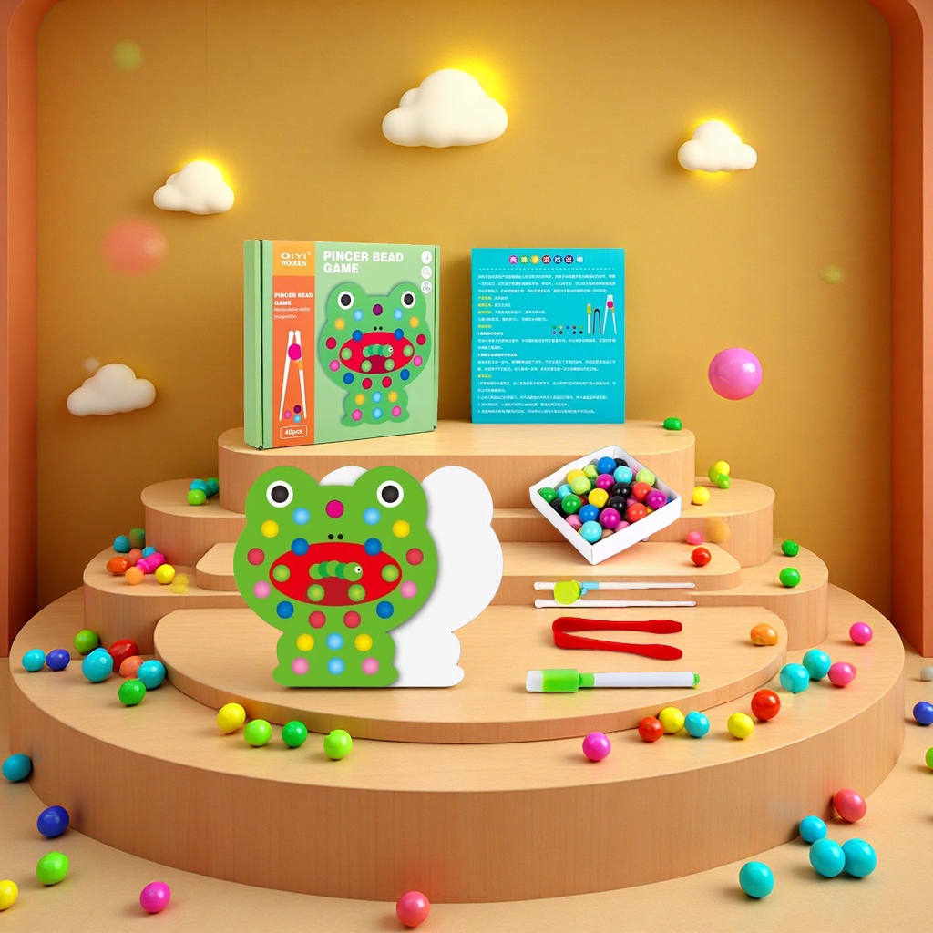 New fun children's beaded picking game, baby chopstick picking training, color recognition, graffiti, early education and intelligence toy Specification image