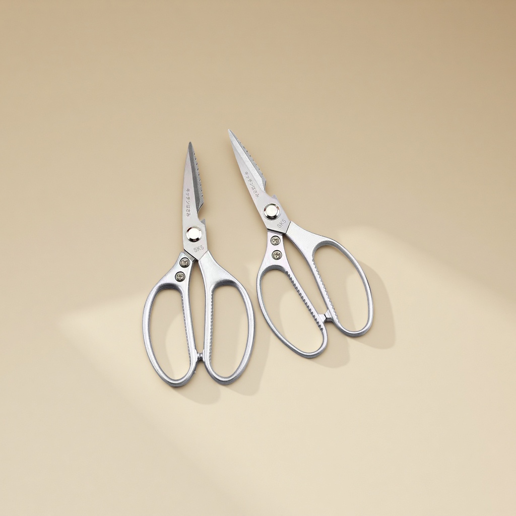 The scissors are made of stainless steel, featuring a large, thickened blade for both household and office use