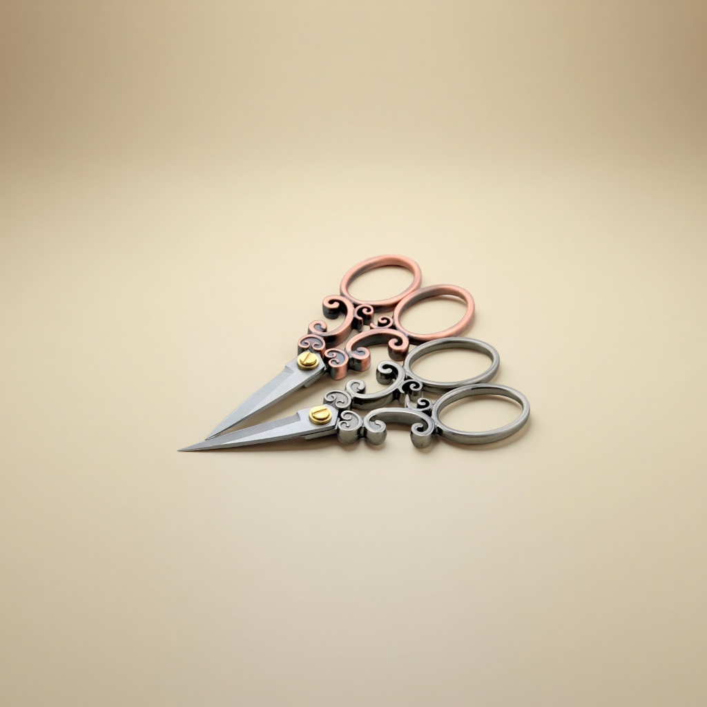 New European-style exquisite classical and retro scissors with rolled edge patterns, wholesale scissors Specification image