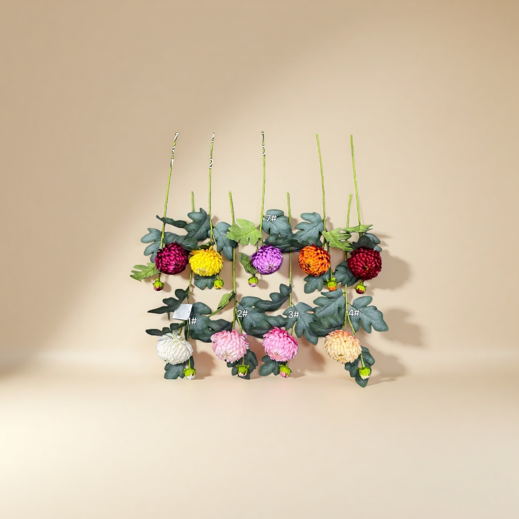 A single stick of 2 chrysanthemum office culture simulation garden flowers Application Scenario