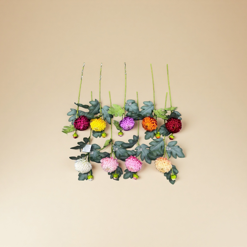 A single stick of 2 chrysanthemum office culture simulation garden flowers details Picture