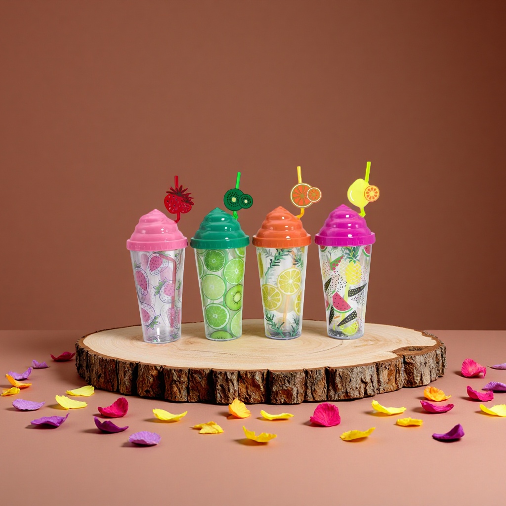 Children's water cup, summer portable insulated cup, plastic cup, lightweight, durable, leak-proof design