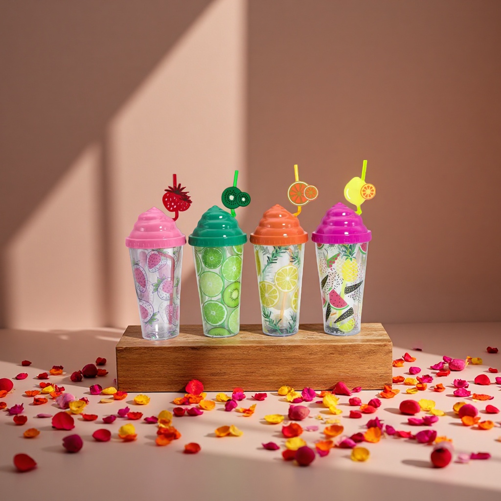 Children's water cup, summer portable insulated cup, plastic cup, lightweight, durable, leak-proof design Specification image