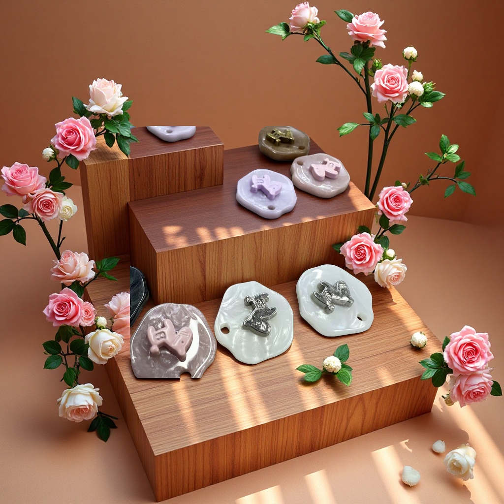 彩色格子纹树脂金属组合小马标牌椭圆异形圆形衣标毛衣开衫帽装饰