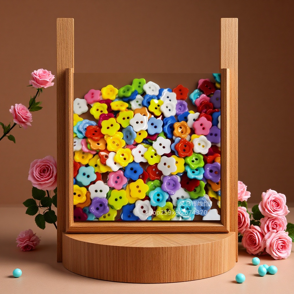 峻恺现货糖果色珠光梅花四眼纽扣12.5MM暗眼树脂塑料百搭纽扣