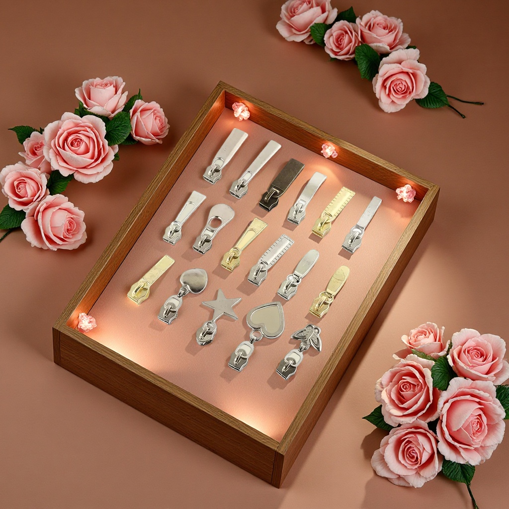 定制5号尼龙花式拉头服装箱包辅料多规格铝合金拉链头自动头