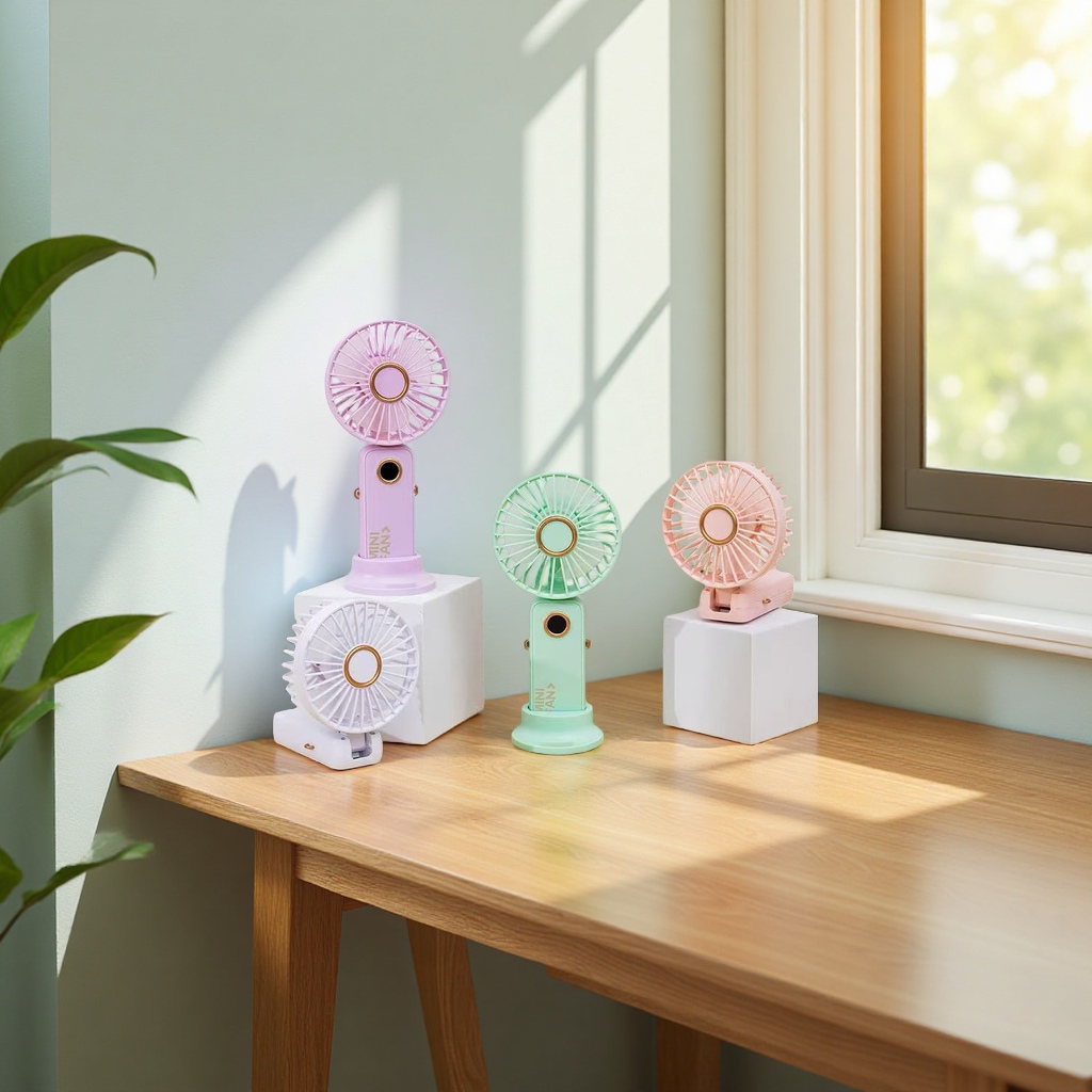The new cross-border handheld mini fan is a portable, rechargeable, foldable and neck-hanging usb mini electric fan details Picture
