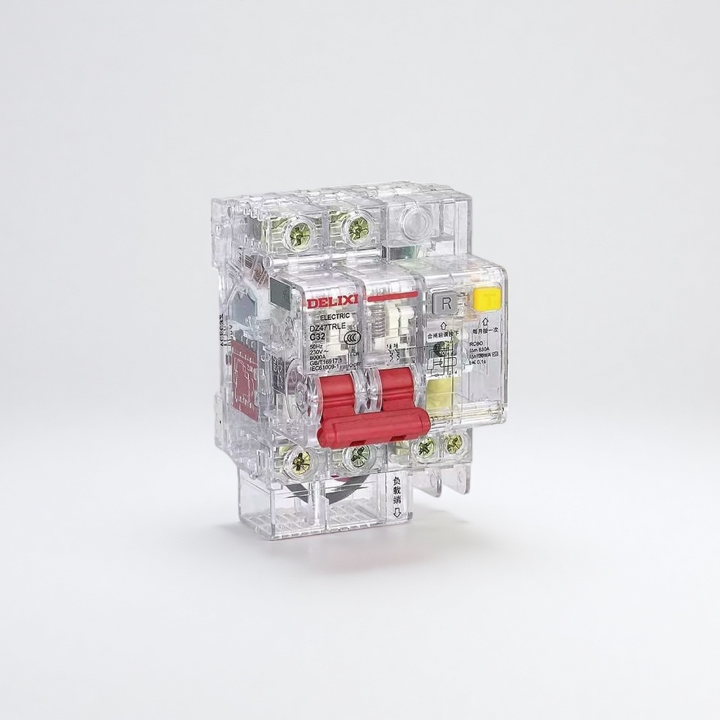 德力西透明带漏电保护小型断路器DZ47TRLE空气开关1P2P家用总电闸